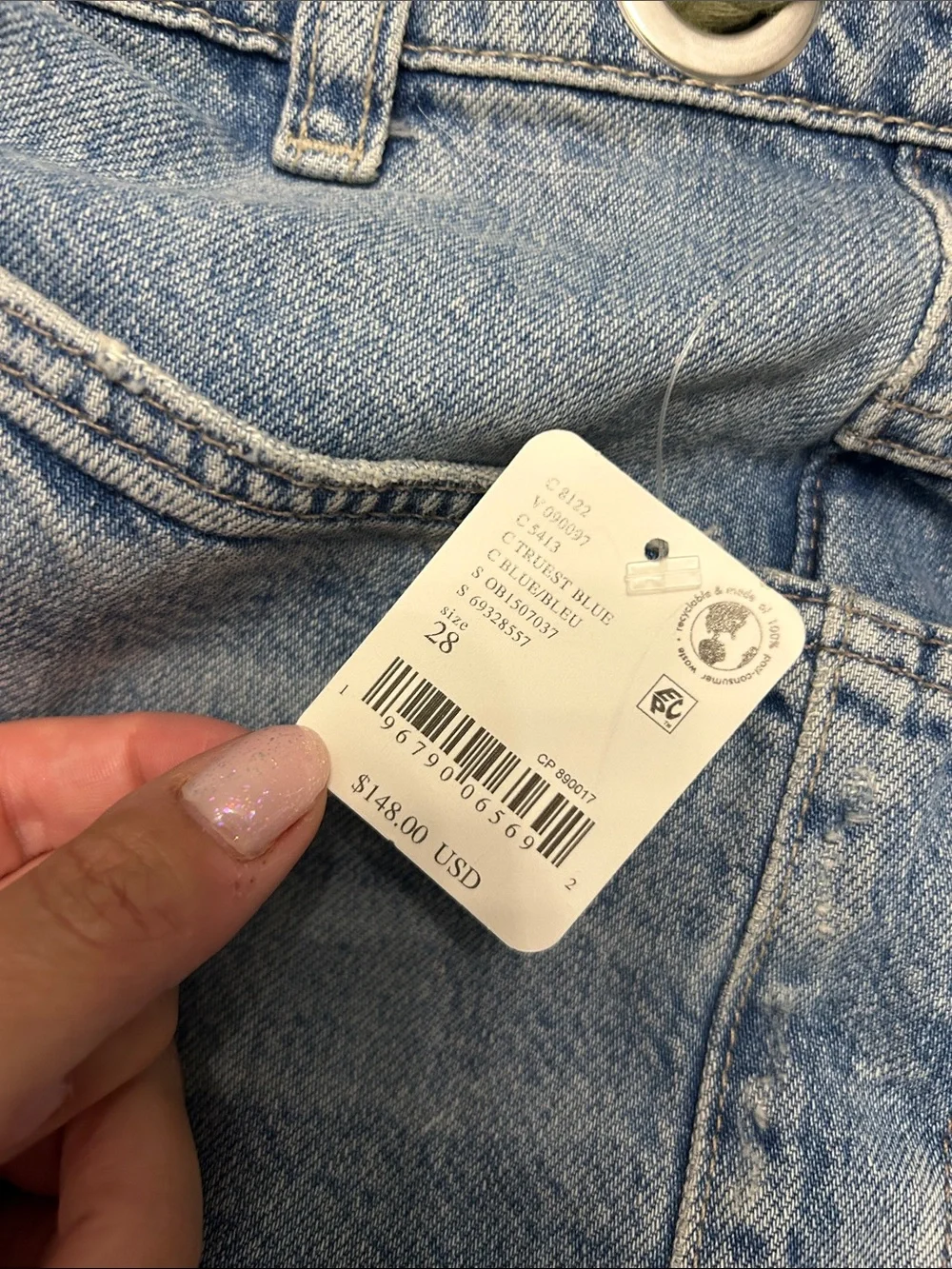 Free People Moxie Barrel Patchwork Jeans in Truest Blue - Picture 4 of 6